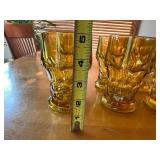 Set of 6 Anchor Hocking Georgian Amber Glass Tumblers with Faceted Design