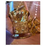 Set of 6 Anchor Hocking Georgian Amber Glass Tumblers with Faceted Design