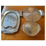 Set of 3 Stainless Steel Trays and Covers from Japan