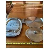 Set of 3 Stainless Steel Trays and Covers from Japan