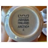Set of 6 Arabia Finland Arctica Cups and Saucers