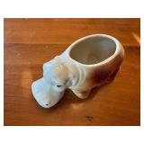 Vintage Ceramic Hippopotamus Planter Pot