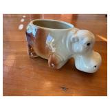 Vintage Ceramic Hippopotamus Planter Pot