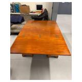 Vintage Wooden Farm Desk / Table with Flip Top with Brass Handles