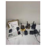 Set of 3 Audiovox FR-214 Two-Way Radios with Chargers and Accessories