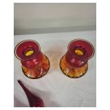 Pair of Vintage Amberina Glass Decanters with Stoppers