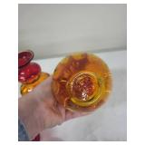 Pair of Vintage Amberina Glass Decanters with Stoppers