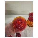 Pair of Vintage Amberina Glass Decanters with Stoppers