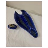 Vintage Ceramic Ashtray with Removable Lighter