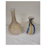 Set of 2 Murano Style Art Glass Vases