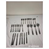 Mixed Set of Stainless Steel and Silver Plated Flatware