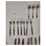 Mixed Set of Stainless Steel and Silver Plated Flatware