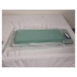 Set of 8 Rectangular Glass Shelves with Brass Brackets