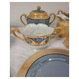 Vintage Made in Japan Hotta Yu Co Luster WarePorcelain Tea Set with Serving Pieces