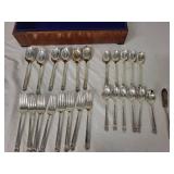 Vintage Silverware Set in Wooden Case - 43 Piece