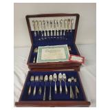 Wm. Rogers Silverplate Flatware Set in Wooden Case