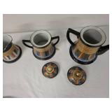 Japanese Porcelain Thousand Faces Tea Set with Colorful Pattern - 15 Pieces