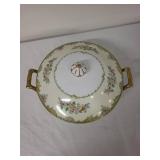 Vintage Noritake Floral Tureen with Lid and Gold Handles