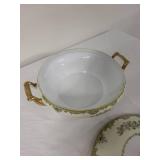 Vintage Noritake Floral Tureen with Lid and Gold Handles