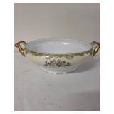 Vintage Noritake Floral Tureen with Lid and Gold Handles