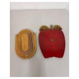 Set of 2 Folding Wooded Fruit Shaped Baskets