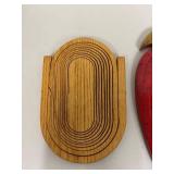 Set of 2 Folding Wooded Fruit Shaped Baskets