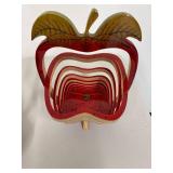 Set of 2 Folding Wooded Fruit Shaped Baskets