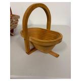 Set of 2 Folding Wooded Fruit Shaped Baskets