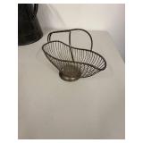 Vintage Metal Coffee Pot and Wire Basket Set
