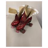 Vintage Red Roller Skates with Leather Laces Appear to be a Women