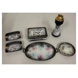 6-Piece Hand-Painted Japanese Moriage Dragonware  Smoking Set with Dragon Motif