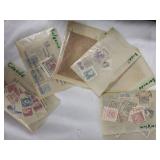 Collection of Vintage International Postage Stamps in Antique Box