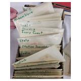 Collection of Vintage International Postage Stamps in Antique Box