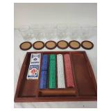 Deluxe Poker and Blackjack Set with Glasses, Coasters, and Chip Holder