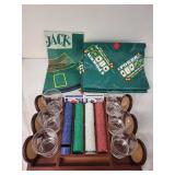 Deluxe Poker and Blackjack Set with Glasses, Coasters, and Chip Holder