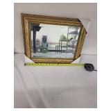 Framed Gold Mirror with Ornate Border Design