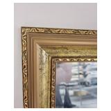 Framed Gold Mirror with Ornate Border Design