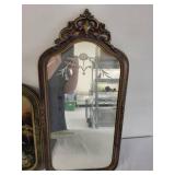 Collection of 3 Vintage Wall Art Pieces with Decorative Mirror and Framed Art