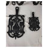 Set of 2 Cast Iron Wall-Mounted Candle Holders and 2 Matching Plaques