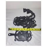 Set of 2 Cast Iron Wall-Mounted Candle Holders and 2 Matching Plaques