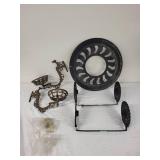 Vintage Cast Iron Tractor Seat and Plow Attachments