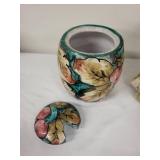 Collection of Italian Handcrafted Ceramic Pieces with Floral Designs