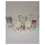 Assorted Glassware and Ceramic Mugs Set Including Beer Steins and Pitchers
