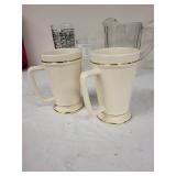 Assorted Glassware and Ceramic Mugs Set Including Beer Steins and Pitchers