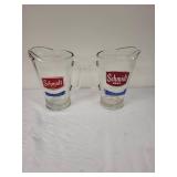 Set of 2 Vintage Schmidt Beer Glass Pitchers