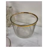 Vintage Glass Bar Set with Decanters, Glasses, and Wooden Serving Tray