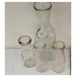 Vintage Milk Bottles and Water Caraffe