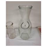 Vintage Milk Bottles and Water Caraffe