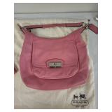 Coach Pink Leather Shoulder Bag and Wallet Set with Dust Bag