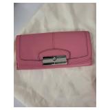 Coach Pink Leather Shoulder Bag and Wallet Set with Dust Bag